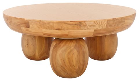 Safavieh Couture Hayliette Round Wood Coffee Table, Natural ... with regard to Safavieh Couture Rhylee Extendable Dining Table, Natural